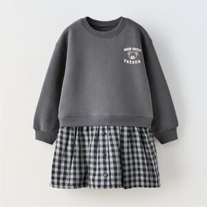 ZARA CONTRASTING EMBROIDERED BEAR DRESS